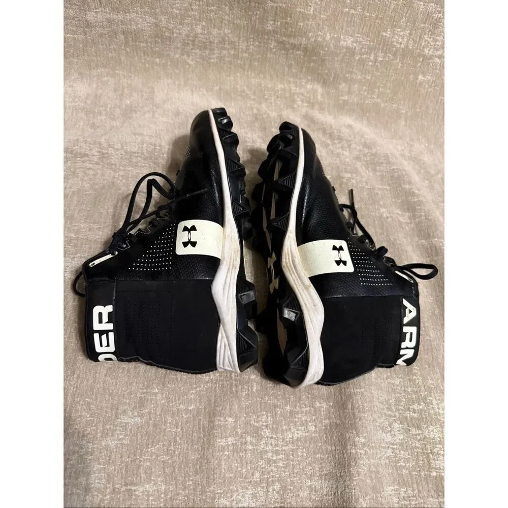 Under Armour Boys Renegade RM Lace Up Mid Top Football Cleats Black White Size 9